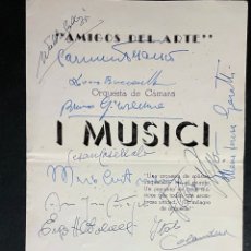 Autógrafos Antiguos de Cantantes y Músicos: AUTÓGRAFOS DE LOS INTEGRANTES DE LA ORQUESTA DE CÁMARA ”I MUSICI DI ROMA”, 2 DE MARZO DE 1955.