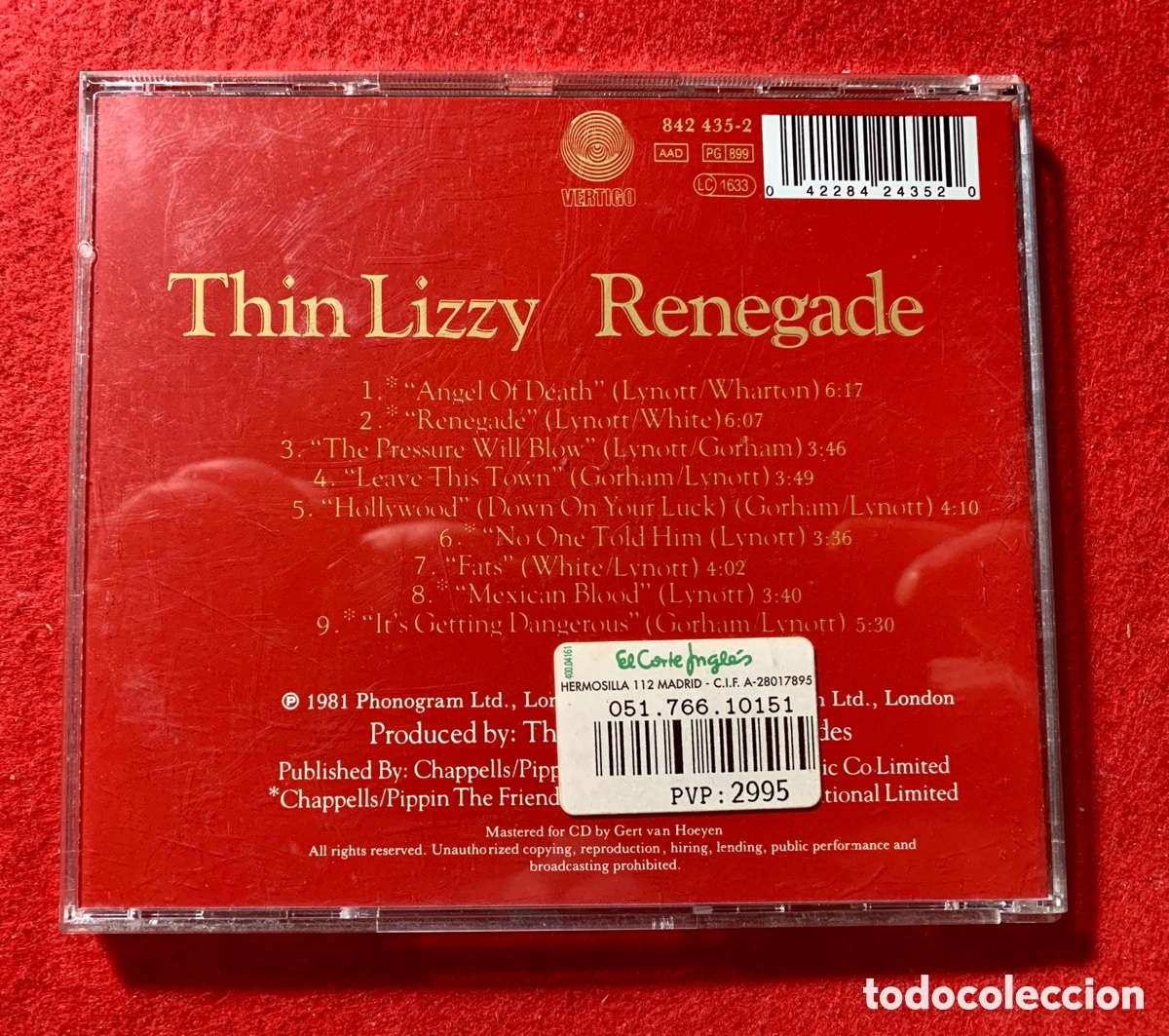 Aut&oacute;grafos antiguos de cantantes y m&uacute;sicos: Thin Lizzy- Firmado Cd Renegade - Foto 2