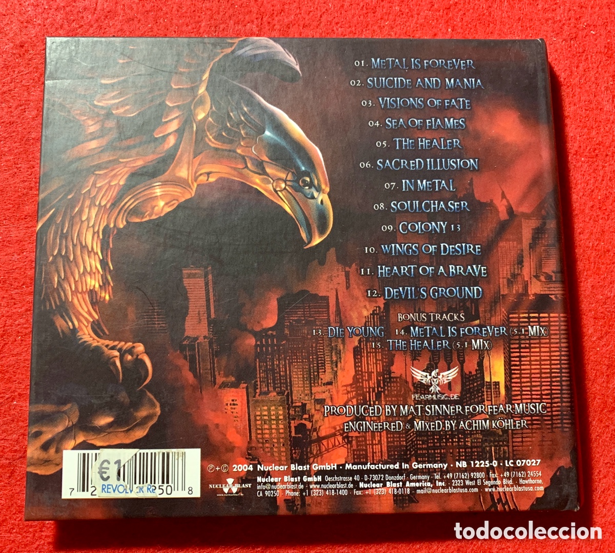 Aut&oacute;grafos antiguos de cantantes y m&uacute;sicos: Primal Fear-Firmado Cd &ldquo;Devils Ground&rdquo; - Foto 2