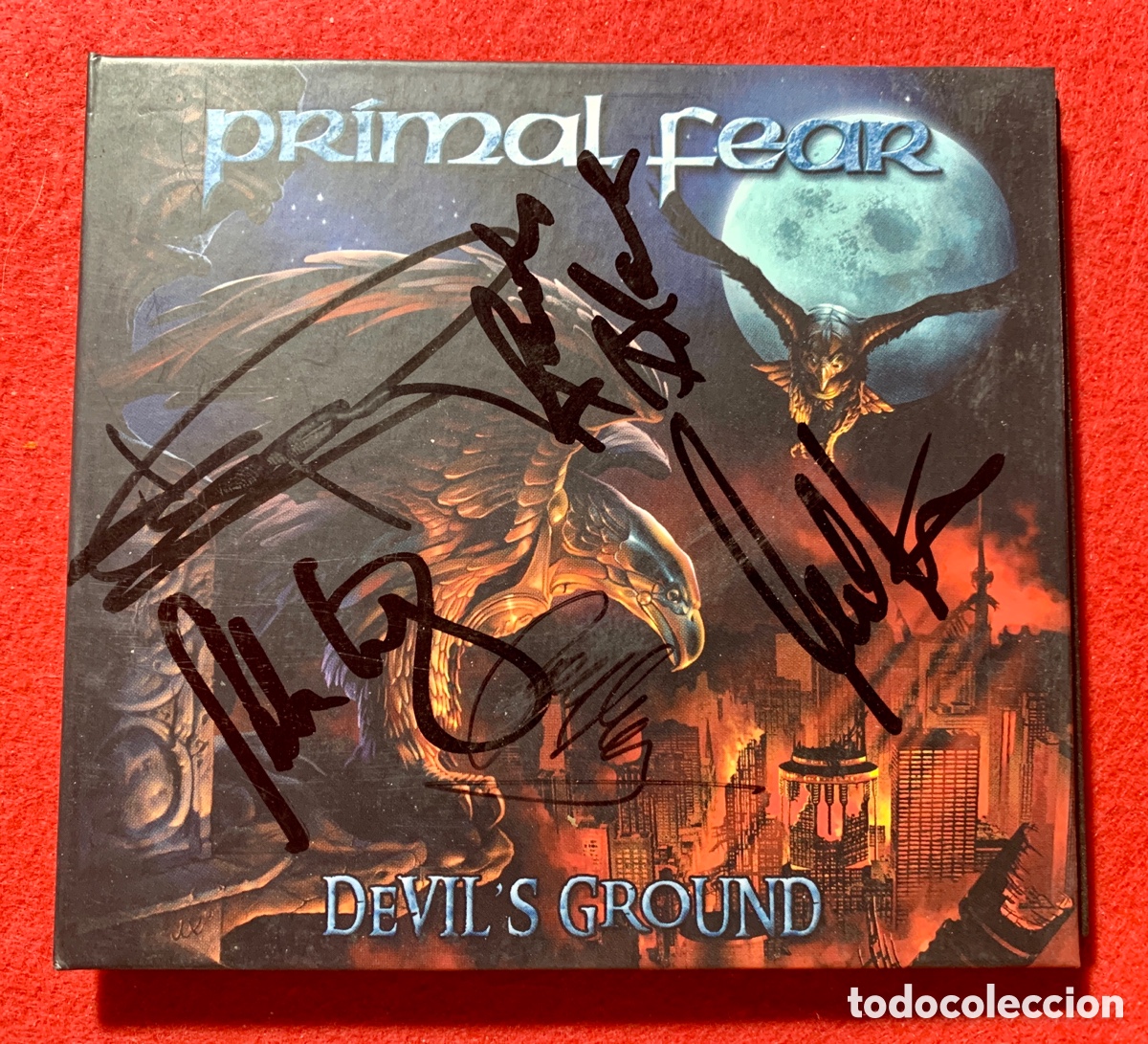 Aut&oacute;grafos antiguos de cantantes y m&uacute;sicos: Primal Fear-Firmado Cd &ldquo;Devils Ground&rdquo; - Foto 1