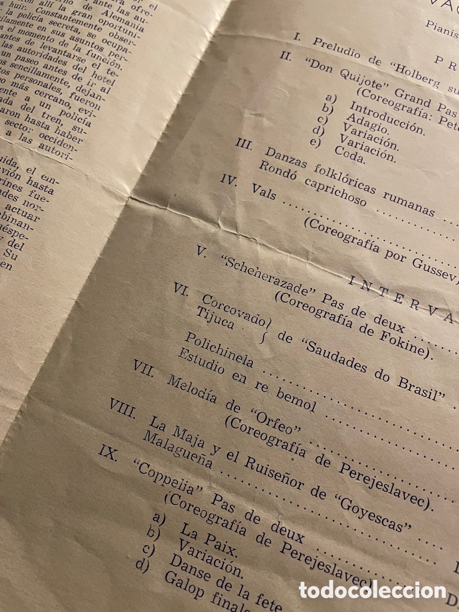 Aut&oacute;grafos antiguos de cantantes y m&uacute;sicos: Aut&oacute;grafos de los bailarines Nora Kovach e Istvan Rabovsky, sobre programa de mano, 1957 - Foto 3