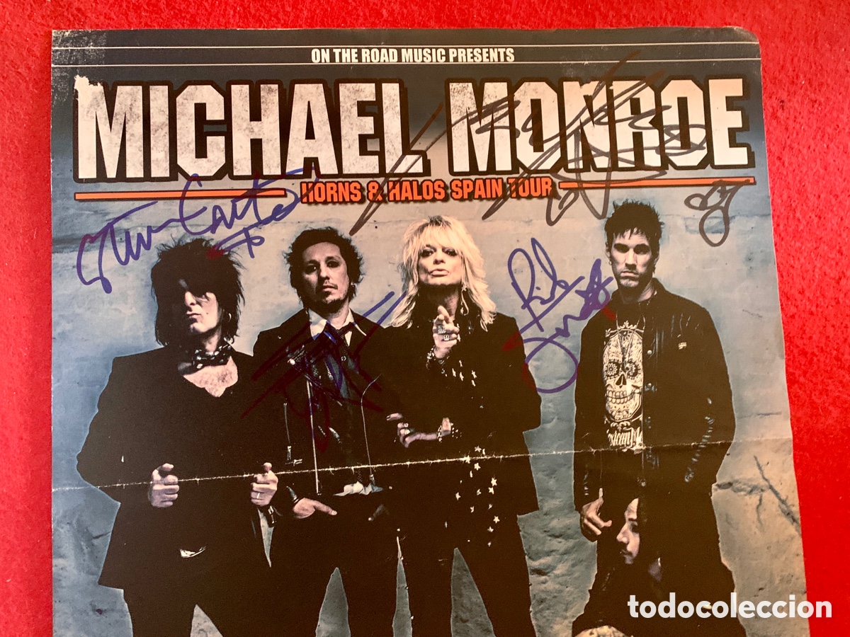 Aut&oacute;grafos antiguos de cantantes y m&uacute;sicos: Michael Monroe-Poster Firmado - Foto 2