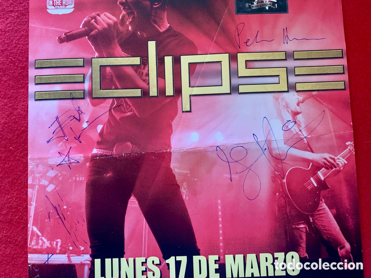Aut&oacute;grafos antiguos de cantantes y m&uacute;sicos: Eclipse-Poster + Setlist Firmados - Foto 2