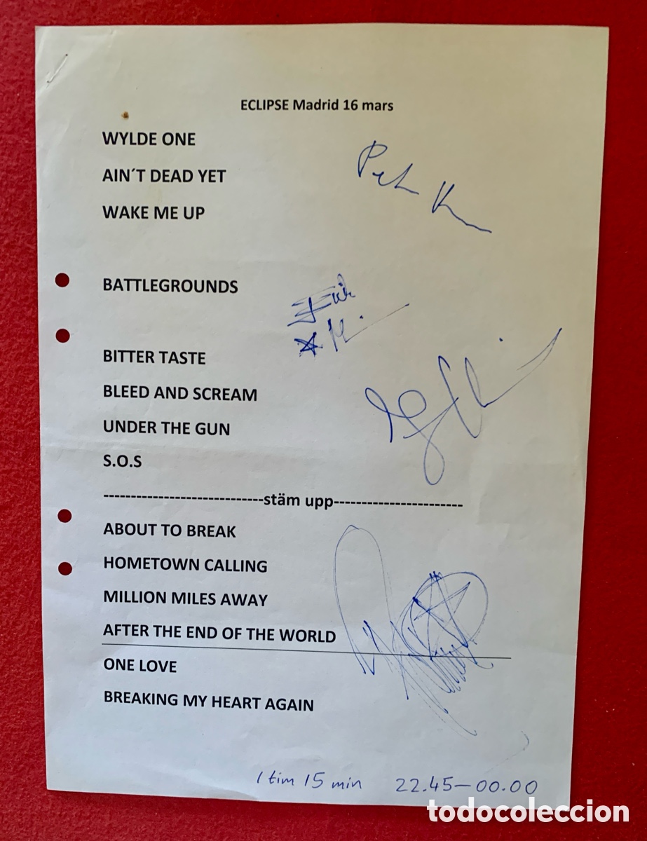 Aut&oacute;grafos antiguos de cantantes y m&uacute;sicos: Eclipse-Poster + Setlist Firmados - Foto 3