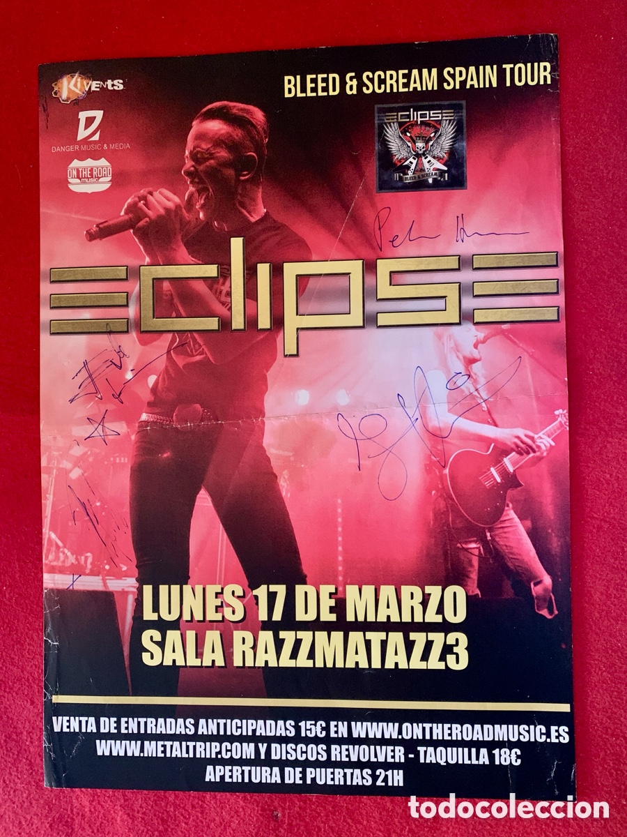 Aut&oacute;grafos antiguos de cantantes y m&uacute;sicos: Eclipse-Poster + Setlist Firmados - Foto 1