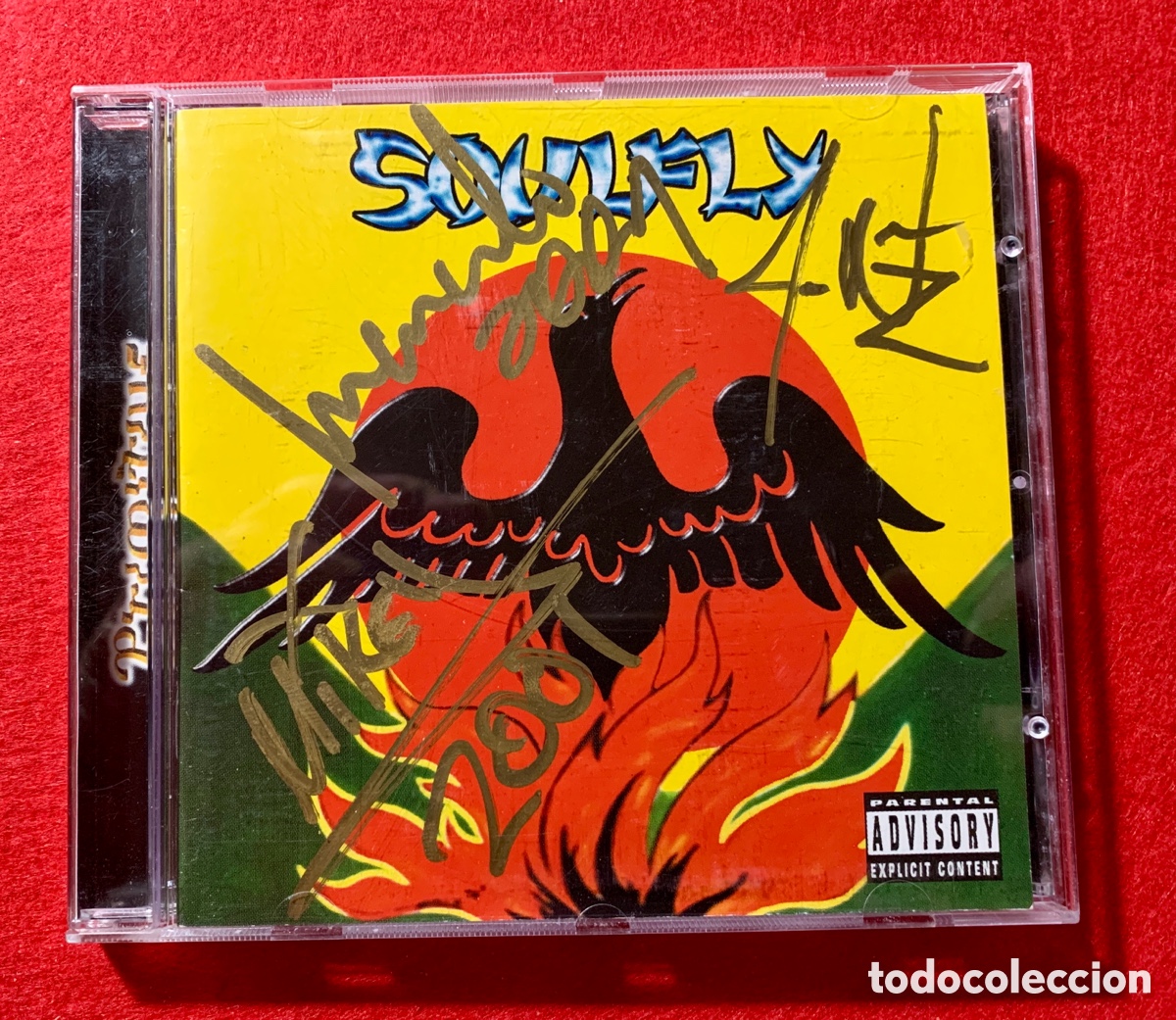 Aut&oacute;grafos antiguos de cantantes y m&uacute;sicos: Soulfly-Firmado Cd &ldquo;Primitive&rdquo;en 2001 - Foto 1