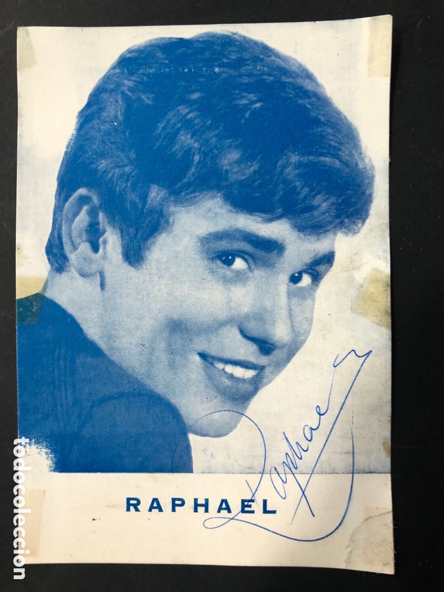 Aut&oacute;grafos antiguos de cantantes y m&uacute;sicos: Tarjeta con aut&oacute;grafo de Raphael - Foto 1