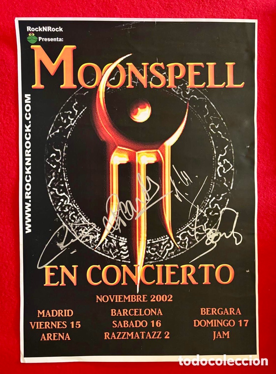 Aut&oacute;grafos antiguos de cantantes y m&uacute;sicos: Moonspell-Firmado Poster en 2002 - Foto 3