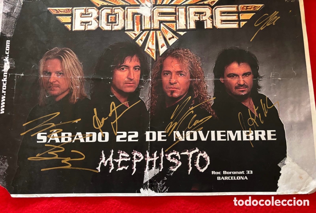 Aut&oacute;grafos antiguos de cantantes y m&uacute;sicos: Bonfire-Firmado Poster en 2003 - Foto 2