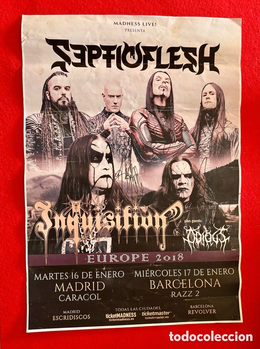 Aut&oacute;grafos antiguos de cantantes y m&uacute;sicos: SepticFlesh-Poster Firmado - Foto 1