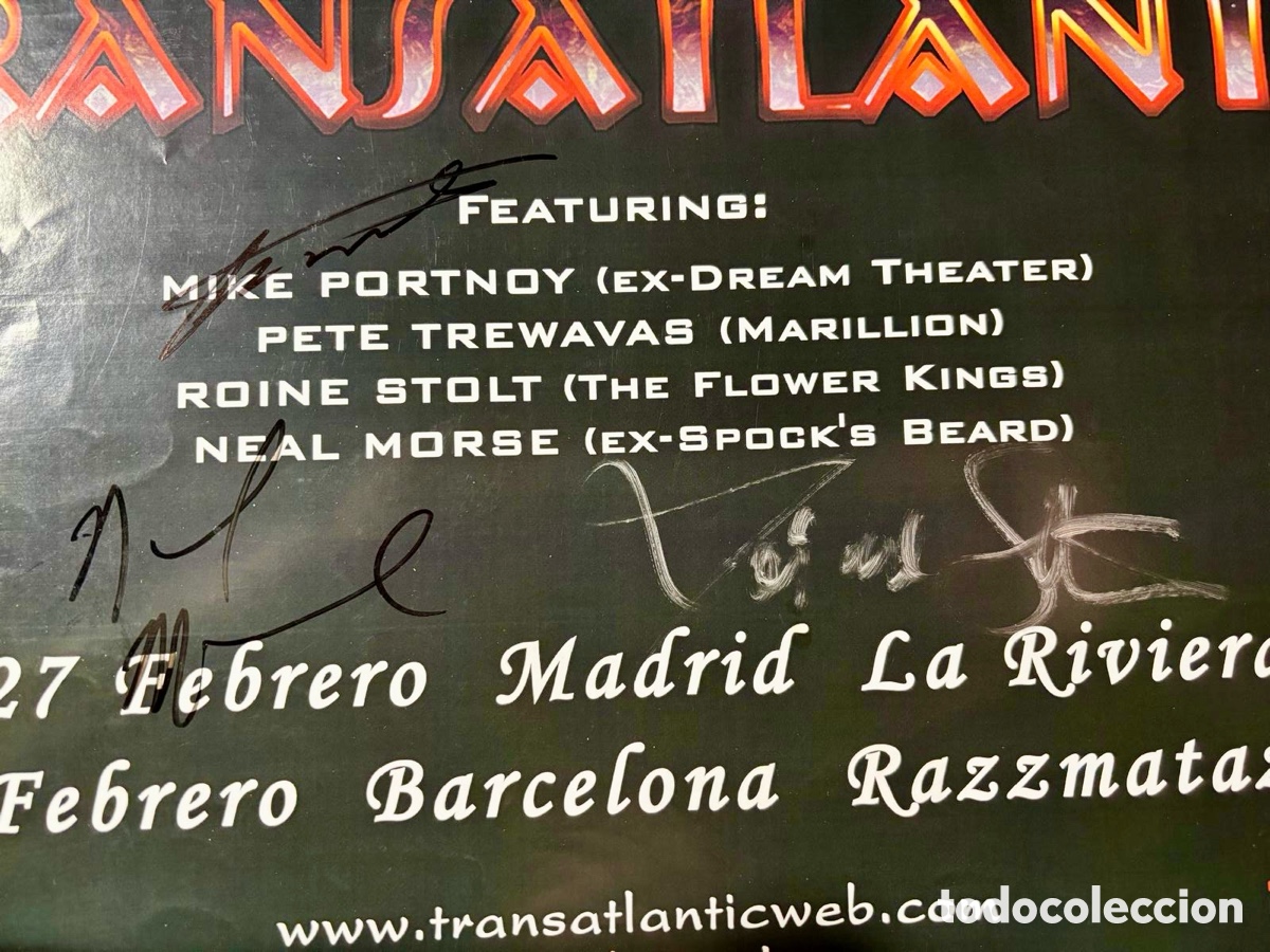 Aut&oacute;grafos antiguos de cantantes y m&uacute;sicos: TRANSATLANTIC Poster Firmado en 2014 - Foto 2