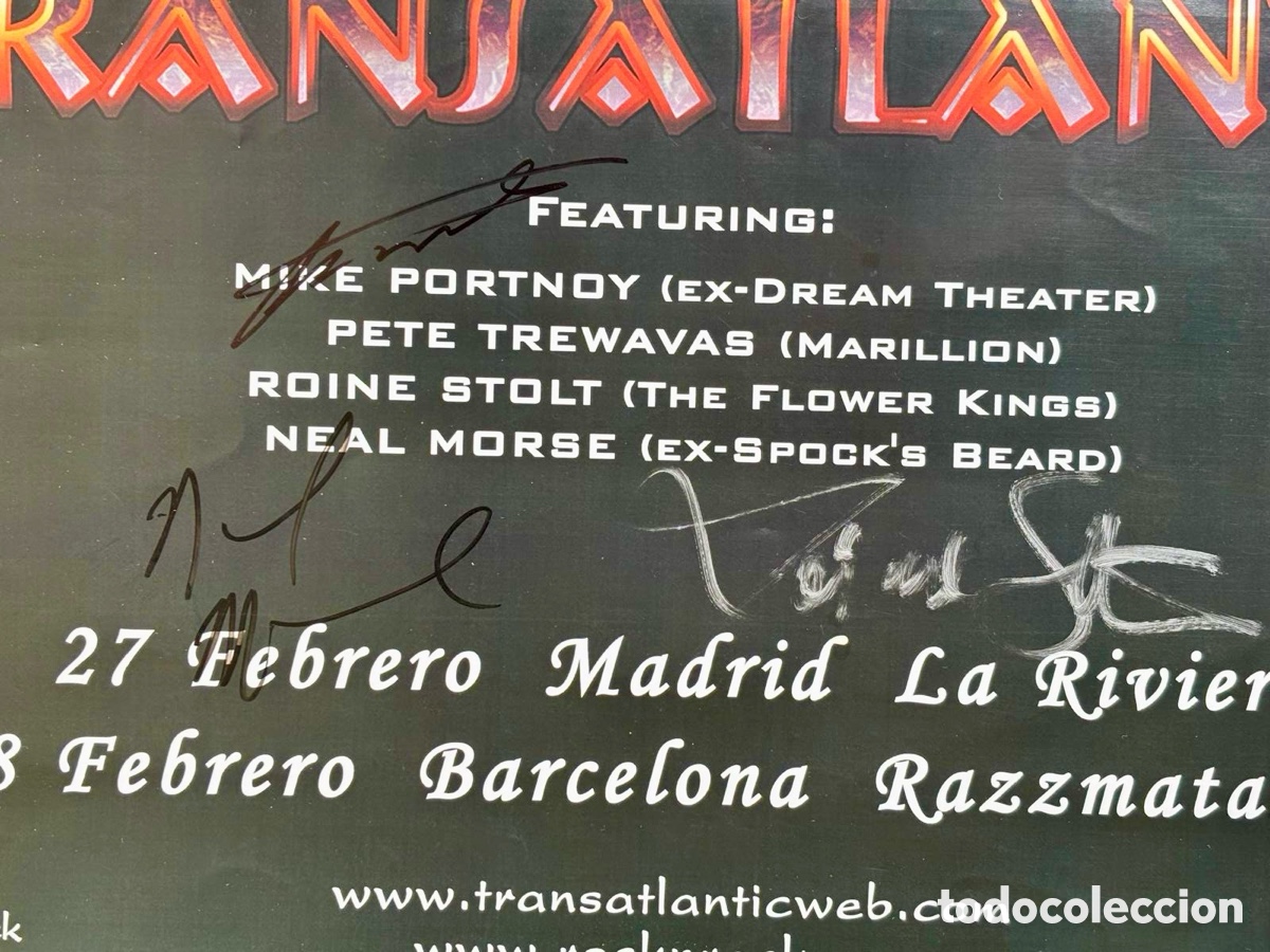 Aut&oacute;grafos antiguos de cantantes y m&uacute;sicos: TRANSATLANTIC Poster Firmado en 2014 - Foto 3