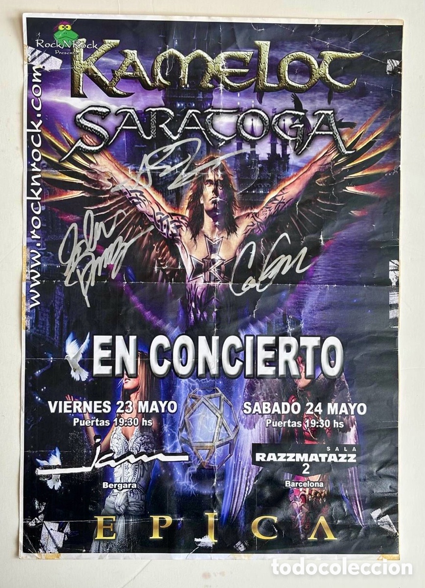 Aut&oacute;grafos antiguos de cantantes y m&uacute;sicos: Kamelot Poster Firmado en 2003 - Foto 1