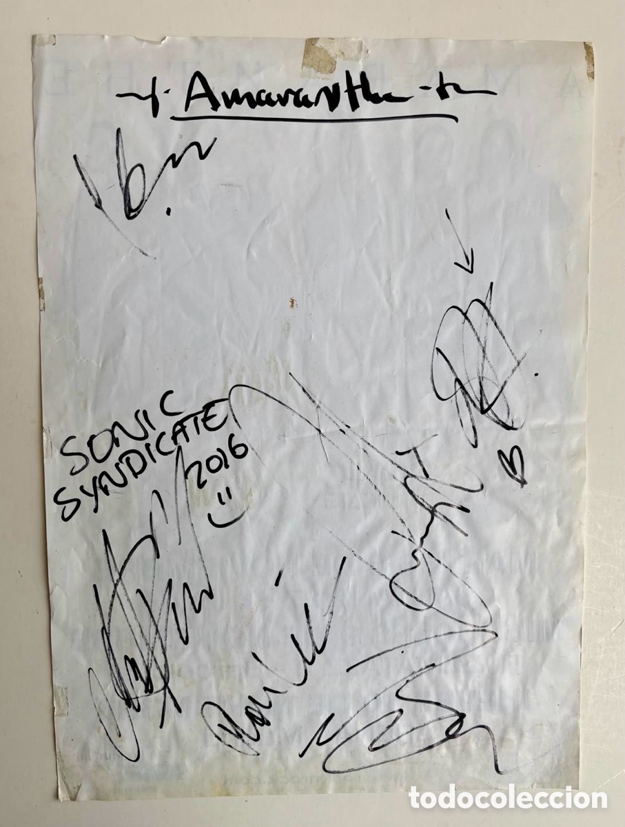 Aut&oacute;grafos antiguos de cantantes y m&uacute;sicos: Amaranthe Poster Firmado- - Foto 2