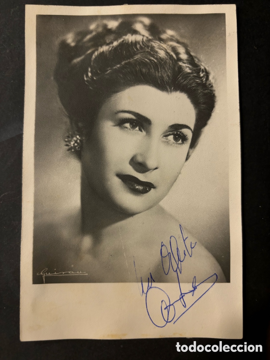 Aut&oacute;grafos antiguos de cantantes y m&uacute;sicos: Foto original con aut&oacute;grafo de vedette - Foto 1