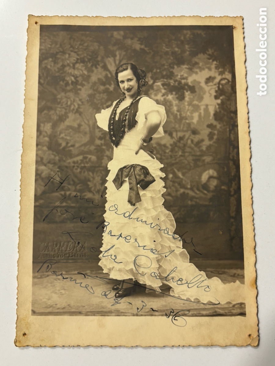 Aut&oacute;grafos Antiguos de Cantantes y M&uacute;sicos: Foto original con aut&oacute;grafo de la cantaora de flamenco Lola Cabello M