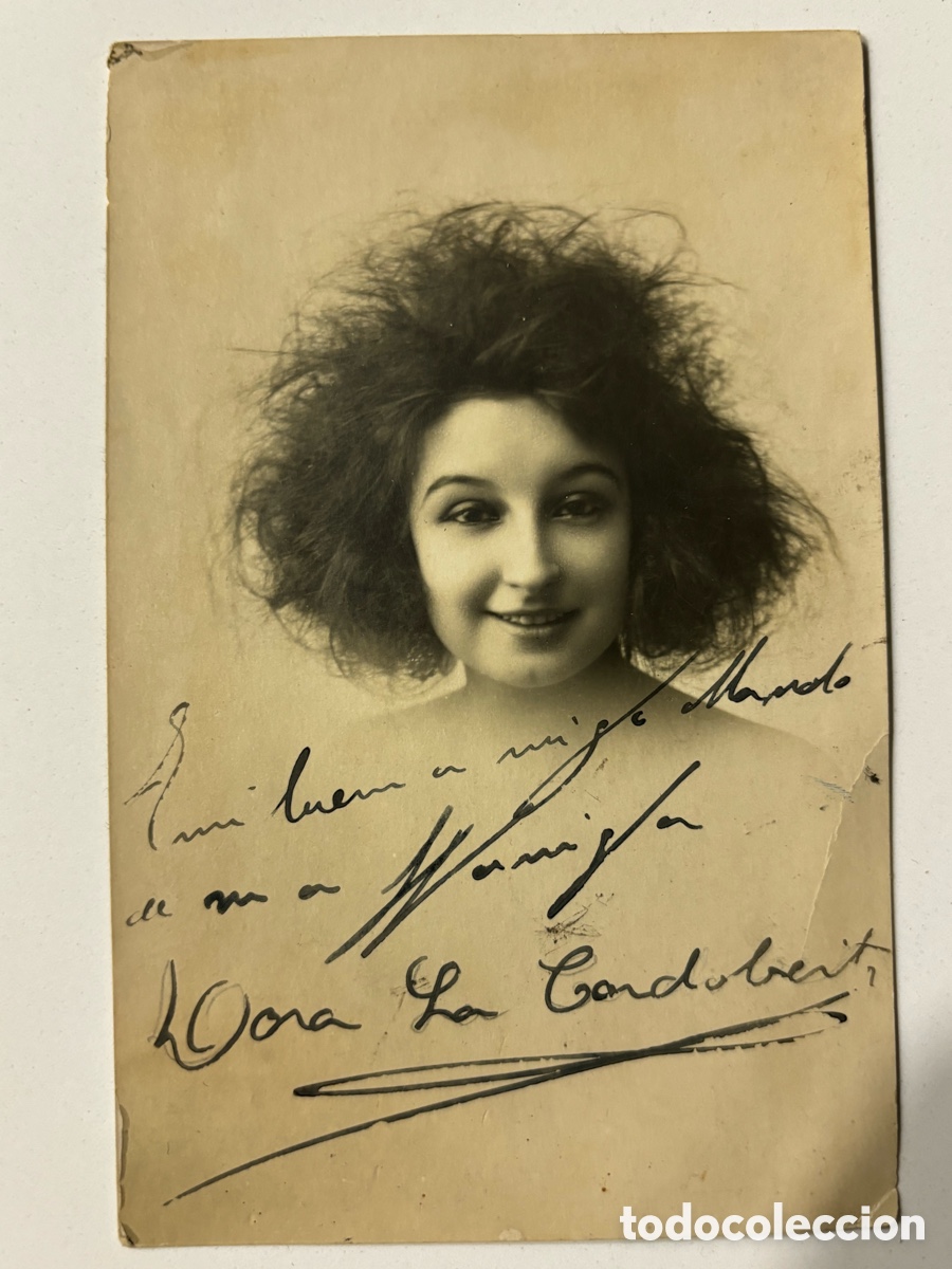 Aut&oacute;grafos Antiguos de Cantantes y M&uacute;sicos: Foto original aut&oacute;grafo cantante bailarina Dora la cordobesita modelo pintor Julio romero de torres