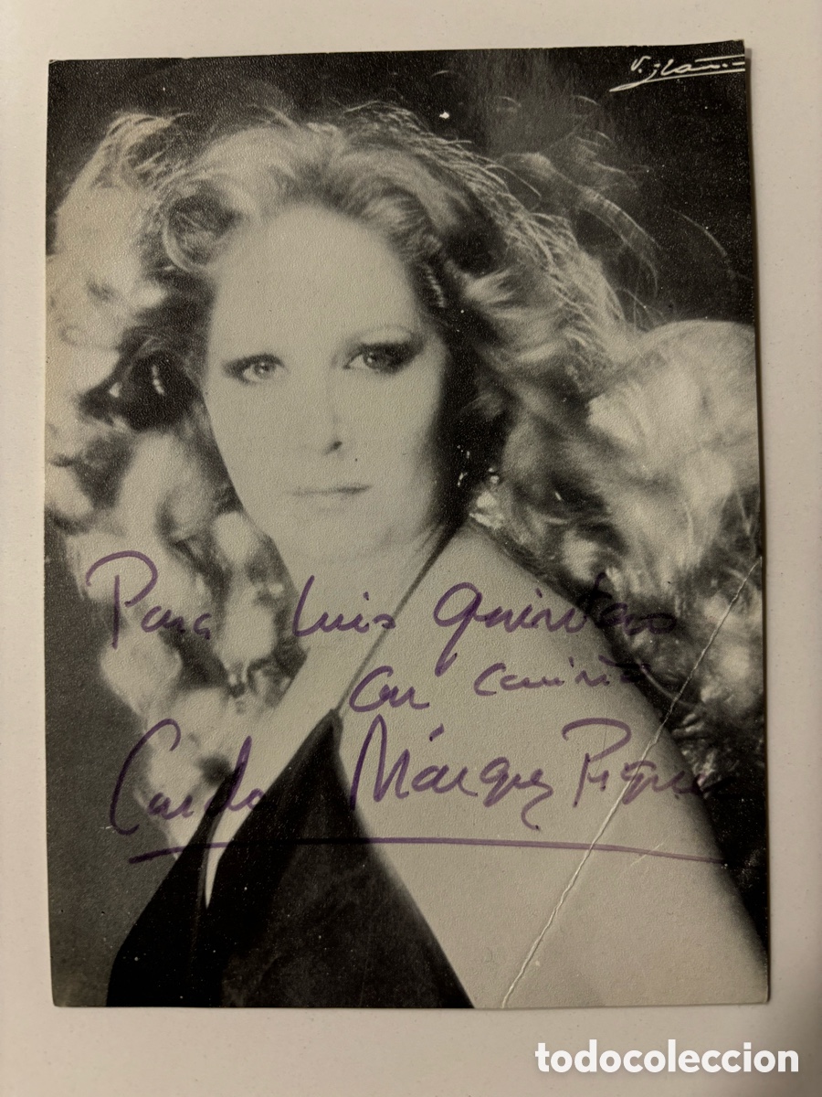 Aut&oacute;grafos Antiguos de Cantantes y M&uacute;sicos: Tarjeta con aut&oacute;grafo de Conchita M&aacute;rquez Piquer M