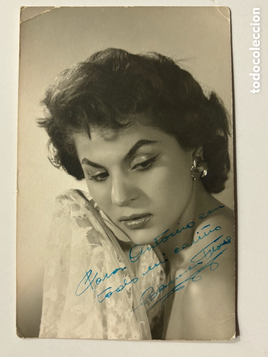 Aut&oacute;grafos Antiguos de Cantantes y M&uacute;sicos: Foto original con aut&oacute;grafo y dedicatoria de Carmen Flores M
