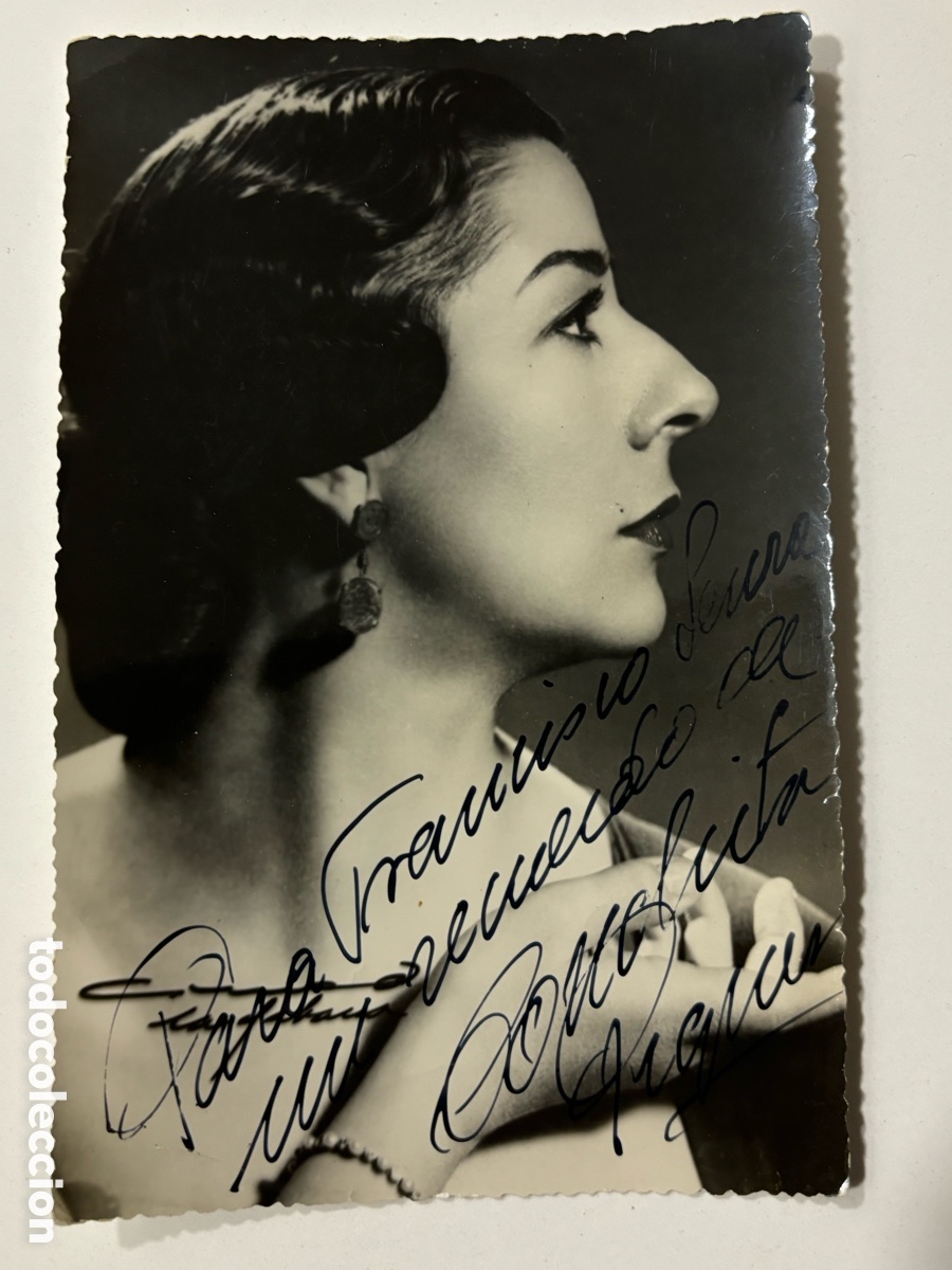 Aut&oacute;grafos Antiguos de Cantantes y M&uacute;sicos: Foto original con aut&oacute;grafo de concha Piquer M