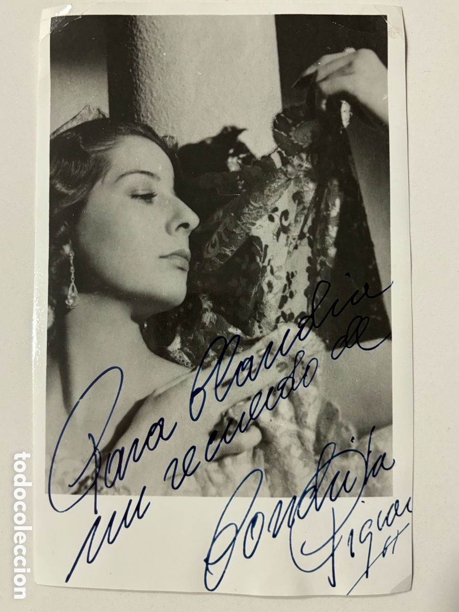 Aut&oacute;grafos Antiguos de Cantantes y M&uacute;sicos: Foto original con aut&oacute;grafo de concha Piquer M