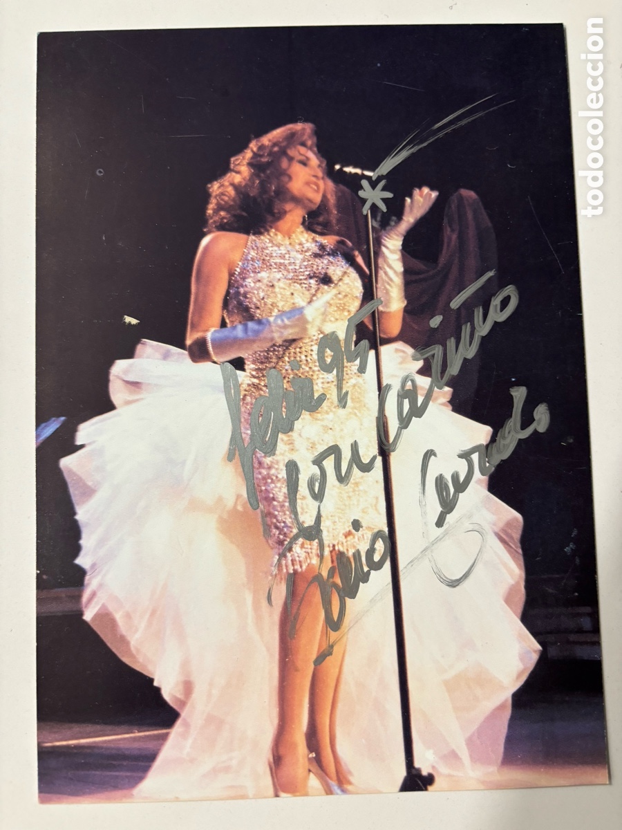 Aut&oacute;grafos Antiguos de Cantantes y M&uacute;sicos: Tarjeta con aut&oacute;grafo original de Roc&iacute;o Jurado 1995 M