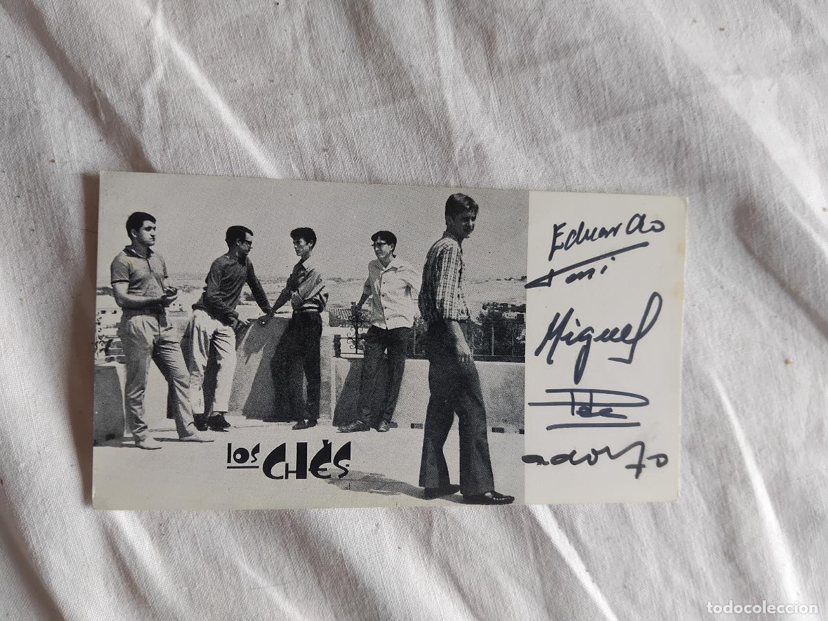Aut&oacute;grafos Antiguos de Cantantes y M&uacute;sicos: LOS CHES. FOTOGRAFIA AUTOGRAFIADA POR LOS CINCO INTEGRANTES DEL GRUPO.