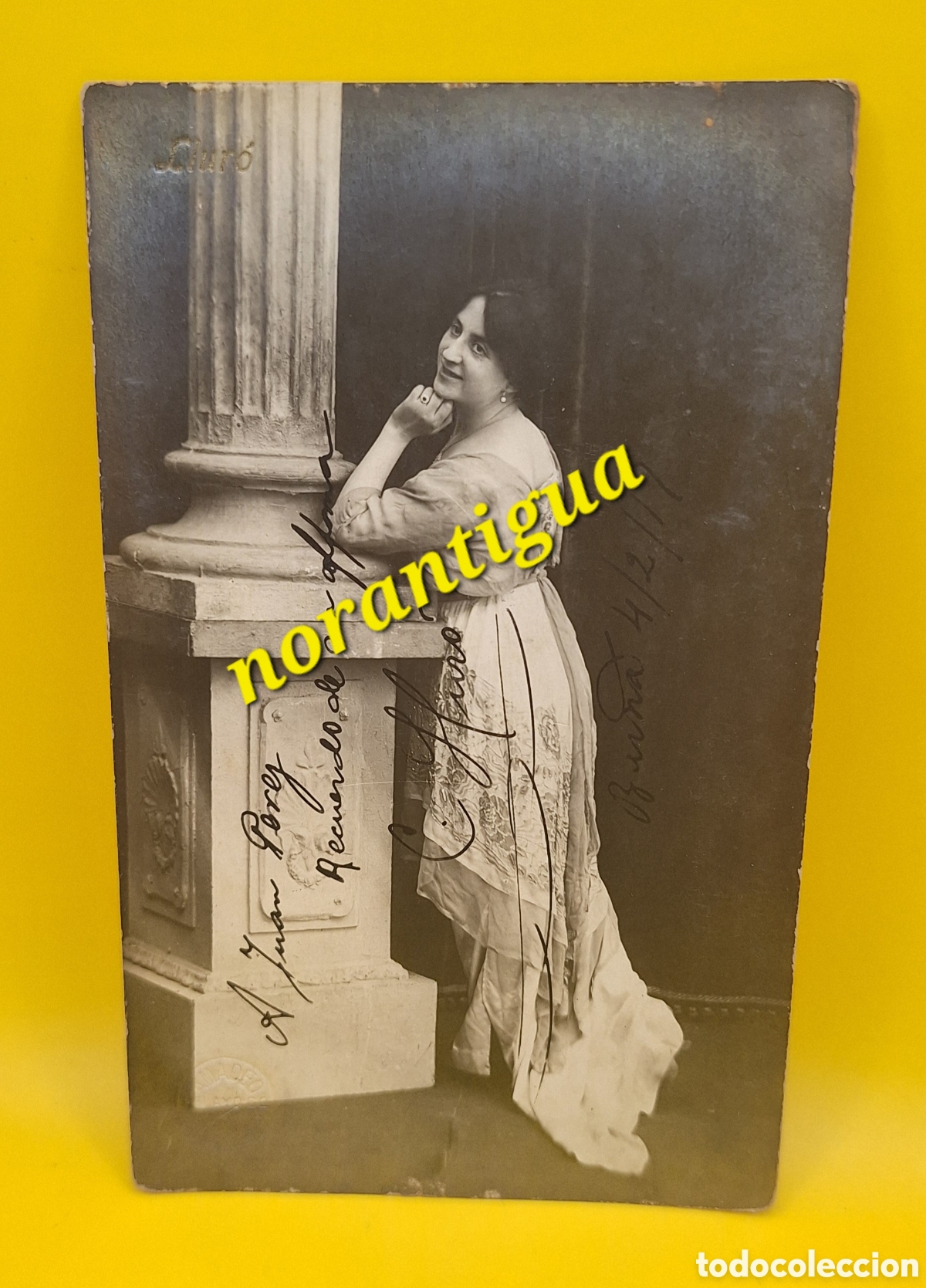 Aut&oacute;grafos Antiguos de Cantantes y M&uacute;sicos: Antigua Fotograf&iacute;a Dedicada y Firmada por Gaietana - Cayetana Llur&oacute; i Morcillo - Soprano - Zarzuela