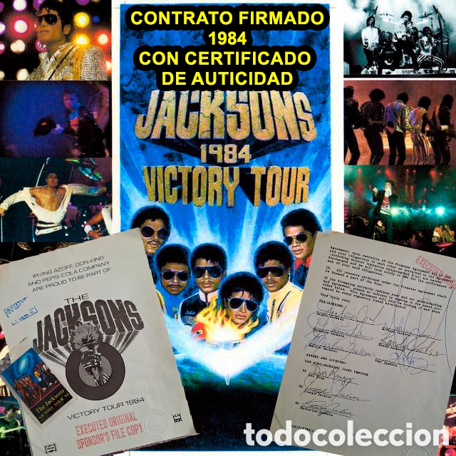 Aut&oacute;grafos Antiguos de Cantantes y M&uacute;sicos: 1984 THE JACKSONS VICTORY TOUR MICHAEL JACKSON AUT&Oacute;GRAFO CONTRATO FIRMADO