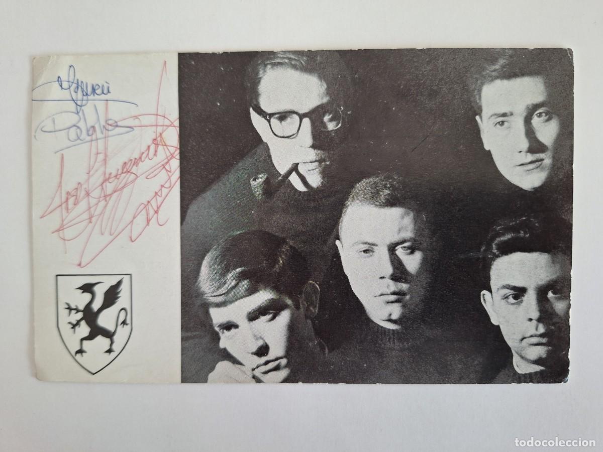 Aut&oacute;grafos Antiguos de Cantantes y M&uacute;sicos: TARJETA GRUPO MUSICAL DE MADRID DEDICADA CON AUTOGRAFO DISCOGRAFIA LOS RELAMPAGOS RV 2854