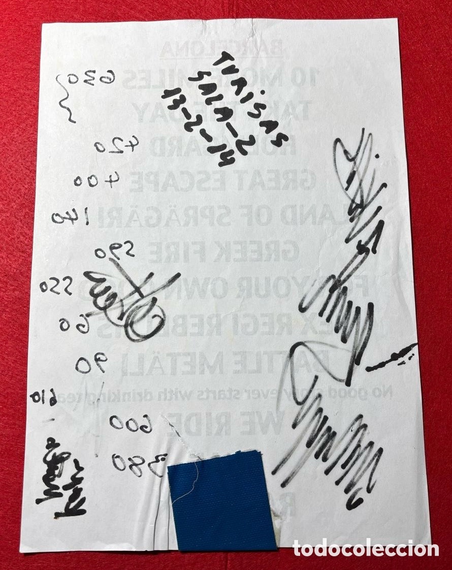 Aut&oacute;grafos antiguos de cantantes y m&uacute;sicos: Turisas - Firmado Setlist en 2014 - Foto 5