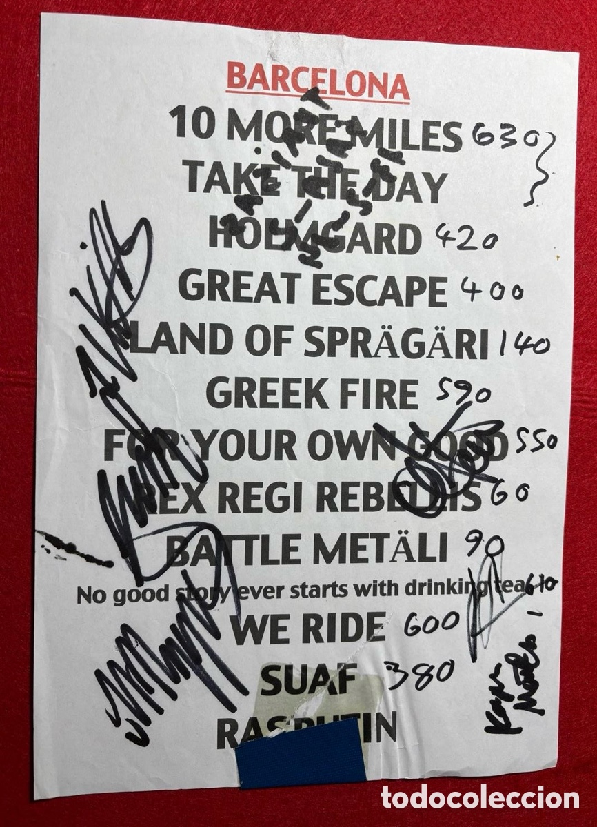 Music Autographs: Turisas - Firmado Setlist en 2014