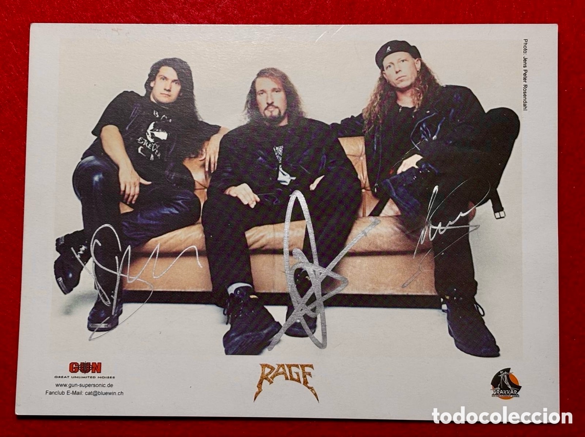 Music Autographs: Rage-Firmado Flayer Postal Oficial de su Nuevo Album Ghosts de 1999