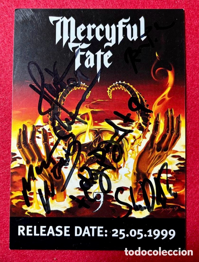 Music Autographs: Mercyful Fate - Firmado Flayer Oficial de la Banda en 1999