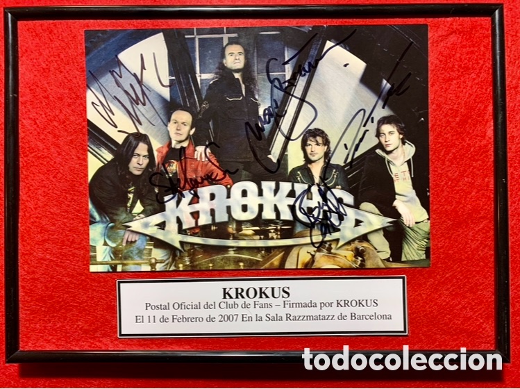 Aut&oacute;grafos Antiguos de Cantantes y M&uacute;sicos: KROKUS - Firmado Postal Oficial de la Banda en 2011