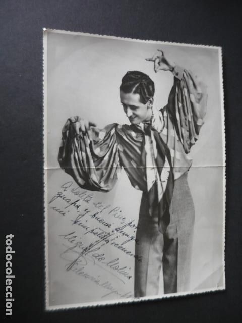Aut&oacute;grafos Antiguos de Cantantes y M&uacute;sicos: MIGUEL DE MOLINA CANTANTE COPLA FOTOGRAFIA CON AUTOGRAFO 16,5 X 23 CM PRESENTA DOBLEZ