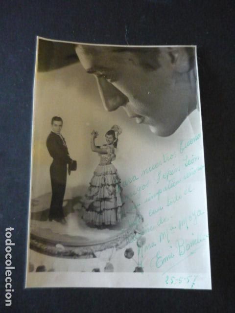 Autographes de Musique : EMI BONILLA CANTAOR FLAMENCO ANTIGUA FOTOGRAFIA CON FIRMA AUTOGRAFO 11 X 16 CM
