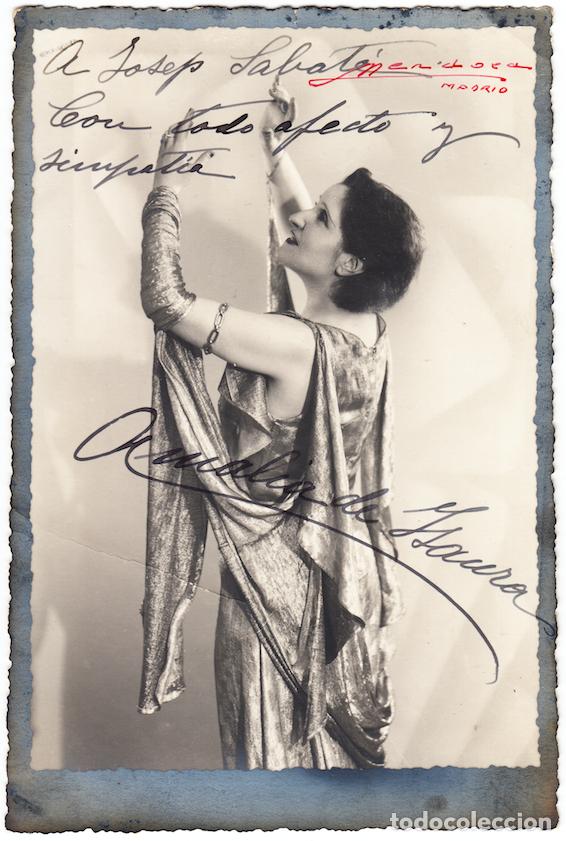 Aut&oacute;grafos Antiguos de Cantantes y M&uacute;sicos: Amalia de Isaura caracterizada Aut&oacute;grafo Foto Mendoza Madrid Cupletista Artista