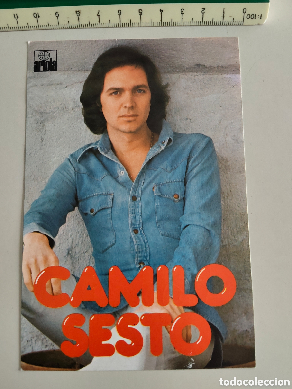 Aut&oacute;grafos de M&uacute;sica: Tarjeta promocinal Camilo Sesto dedicada y autografiada discografica Ariola a&ntilde;o 1976