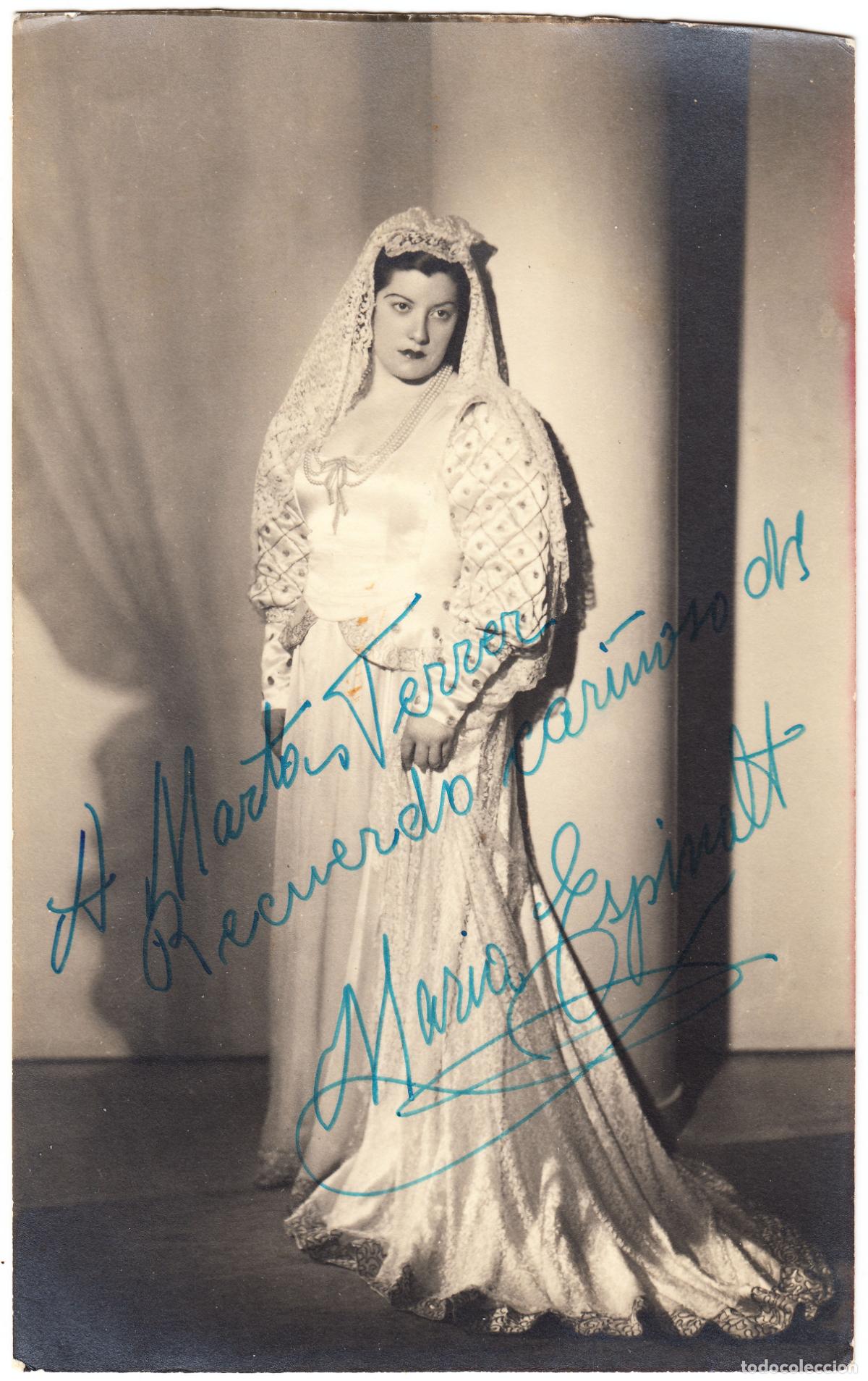 Aut&oacute;grafos Antiguos de Cantantes y M&uacute;sicos: Mar&iacute;a Espinalt &laquo;Lucia di Lammermoor&raquo; Donizetti [Delamata, Barcelona, &iquest;1941?] Aut&oacute;grafo Soprano &Oacute;pera
