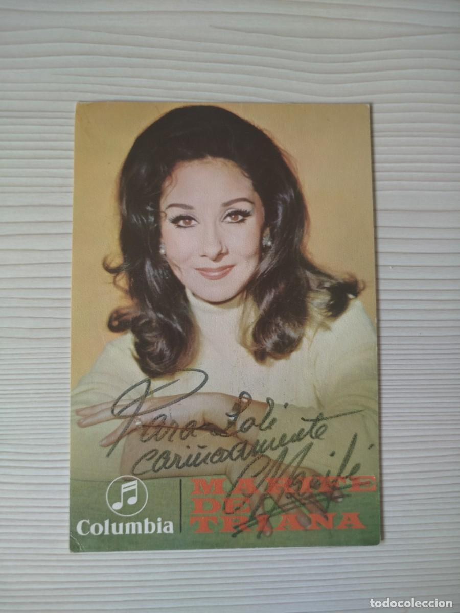 Aut&oacute;grafos Antiguos de Cantantes y M&uacute;sicos: MARIF&Eacute; DE TRIANA, FOTO POSTAL DE LA ARTISTA FIRMADA Y DEDICADA
