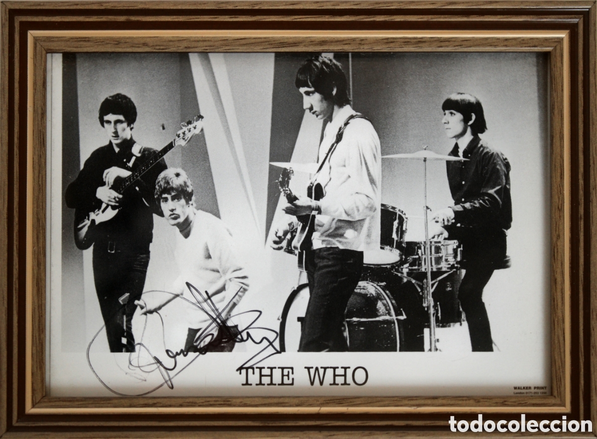 Music Autographs: The Who foto Vintage Enmarcada &ndash; Firma Roger Daltrey + Certificado autenticidad