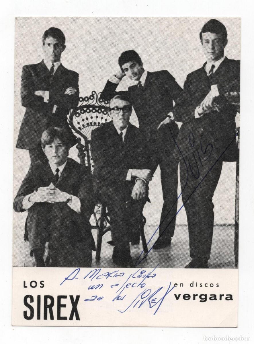 Aut&oacute;grafos Antiguos de Cantantes y M&uacute;sicos: LOS SIREX FOTOGRAFIA PROMOCIONAL CON DEDICATORIA A MARIA CINTA A&Ntilde;OS 60/70 VER REVERSO