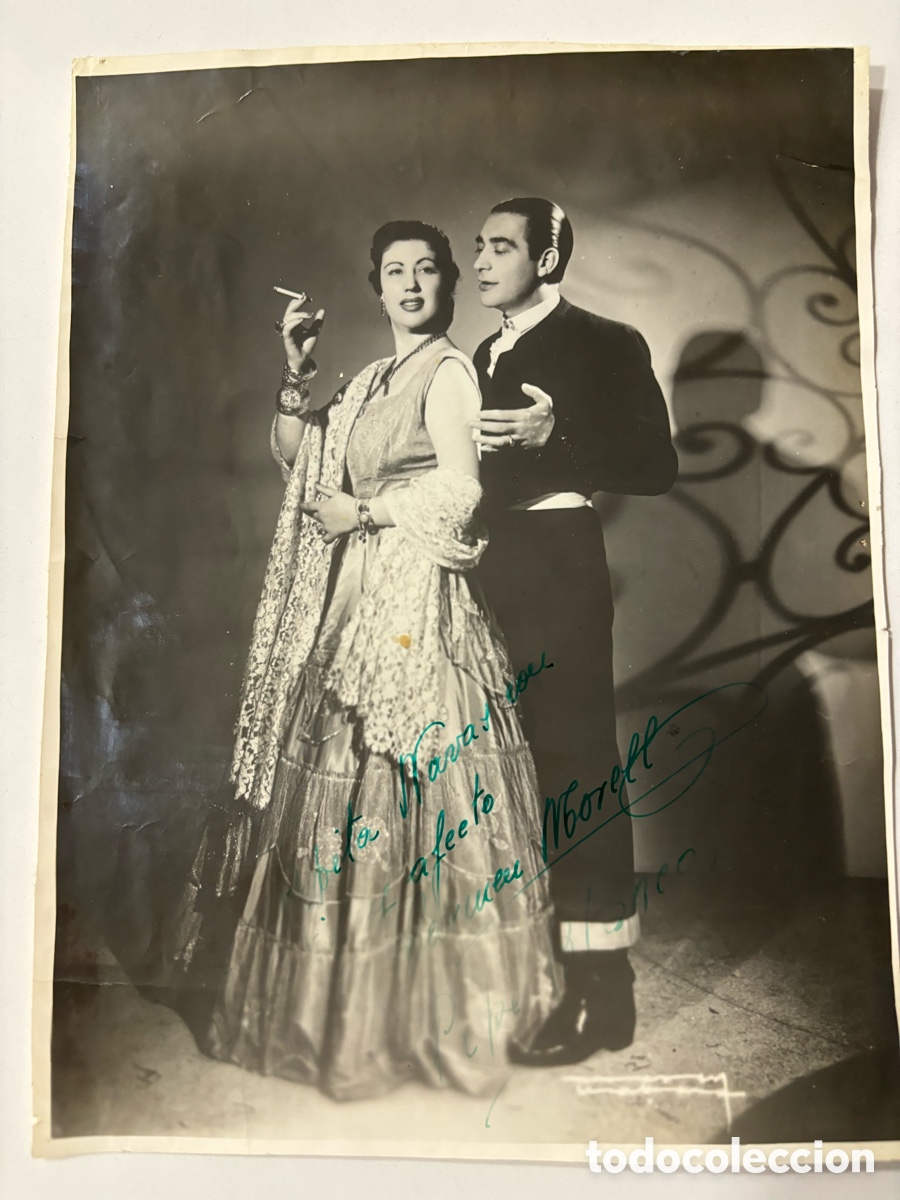 Autographes de Musique : Foto original de Pepe Blanco y con aut&oacute;grafo de Carmen Morell foto Narcy Studios La Habana cuba L