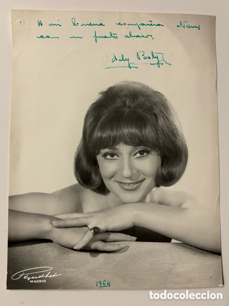 Aut&oacute;grafos antiguos de cantantes y m&uacute;sicos: Foto original con aut&oacute;grafo de vedette foto P&eacute;rez de leon L