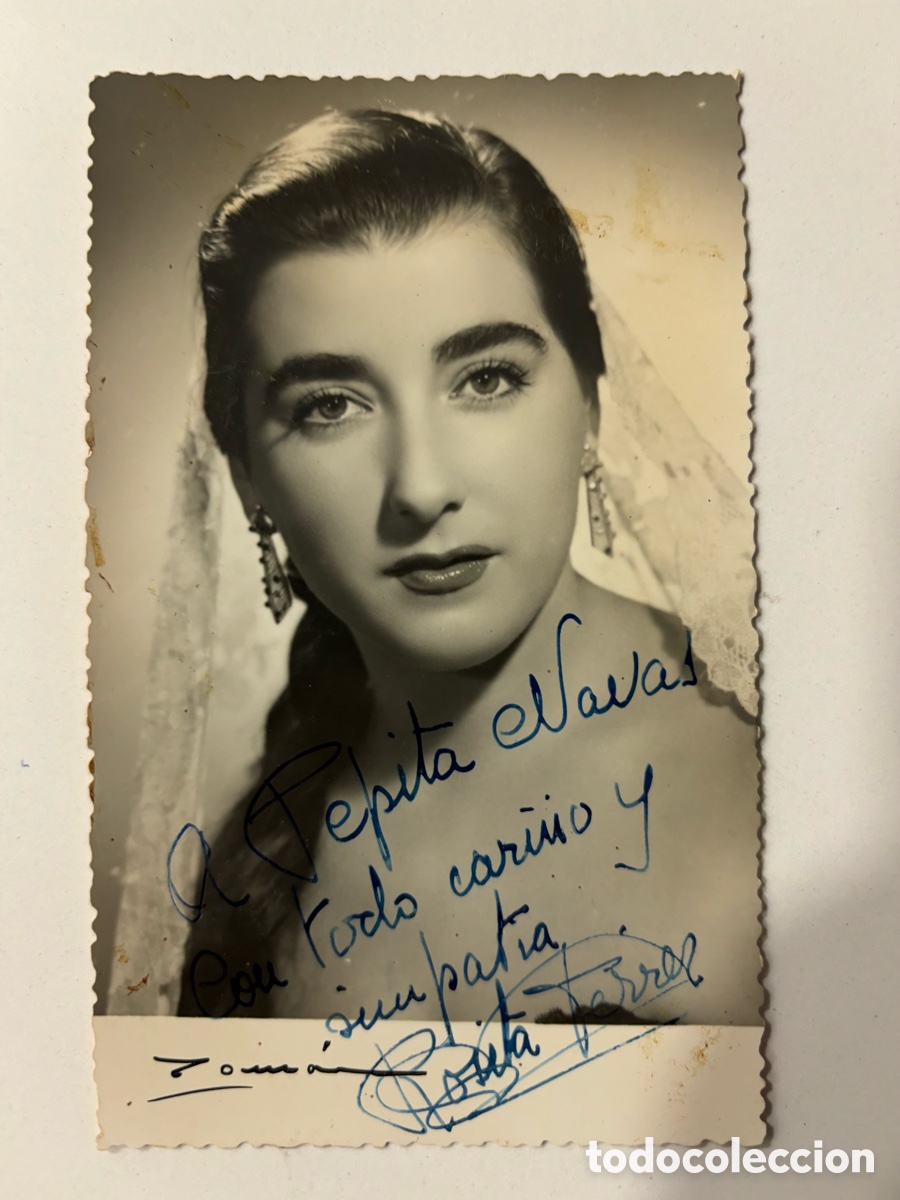 Aut&oacute;grafos Antiguos de Cantantes y M&uacute;sicos: Foto original con aut&oacute;grafo de la cantante Rosita Ferrer foto Rom&aacute;n Barcelona L