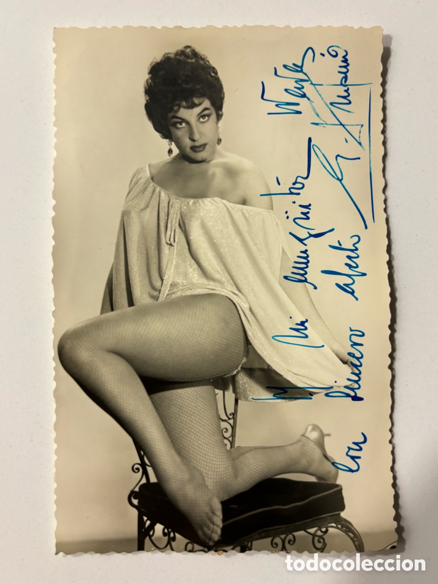 Aut&oacute;grafos Antiguos de Cantantes y M&uacute;sicos: Foto original con aut&oacute;grafo de la vedette Gracia Imperio foto Antonio Zaragoza L