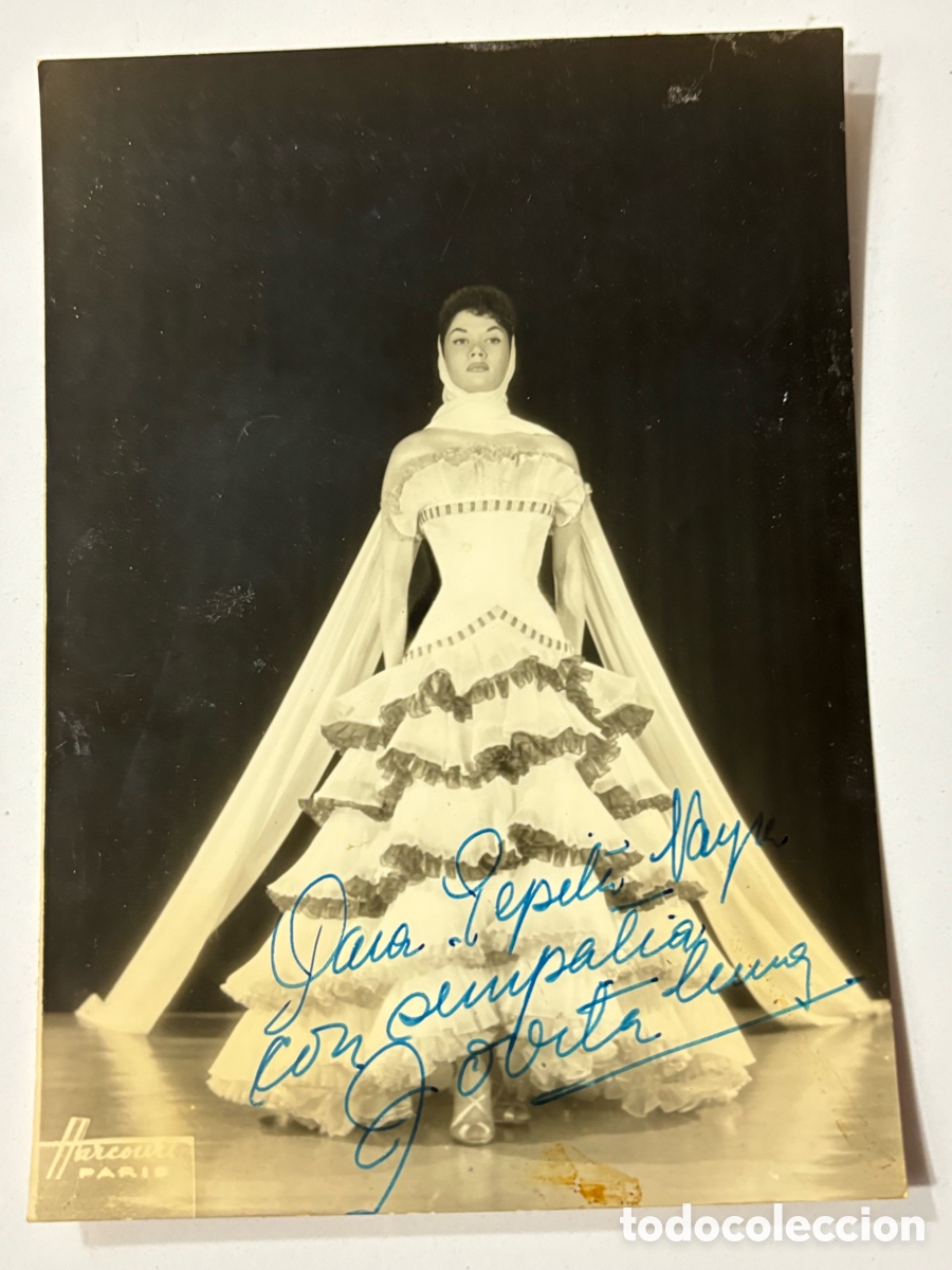Aut&oacute;grafos Antiguos de Cantantes y M&uacute;sicos: Foto original con aut&oacute;grafo de la vedette Roberta L