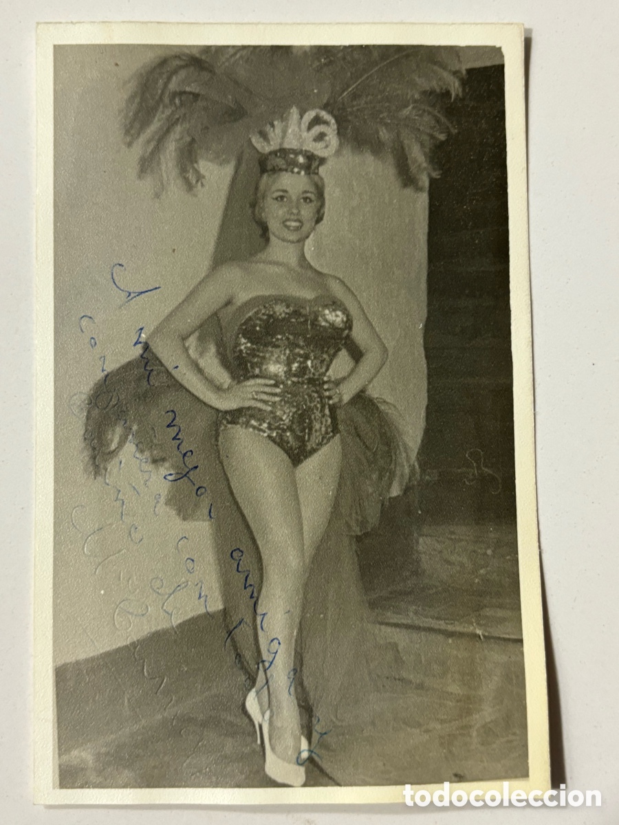 Aut&oacute;grafos Antiguos de Cantantes y M&uacute;sicos: Foto original con aut&oacute;grafo de la vedette Mary Carmen Mauri L