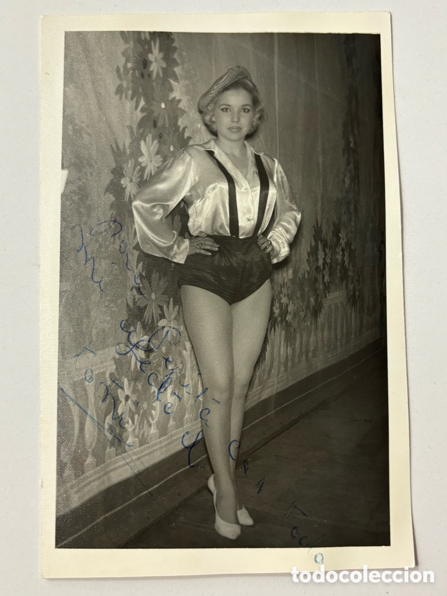Aut&oacute;grafos Antiguos de Cantantes y M&uacute;sicos: Foto original con aut&oacute;grafo de la vedette To&ntilde;i Mauri L